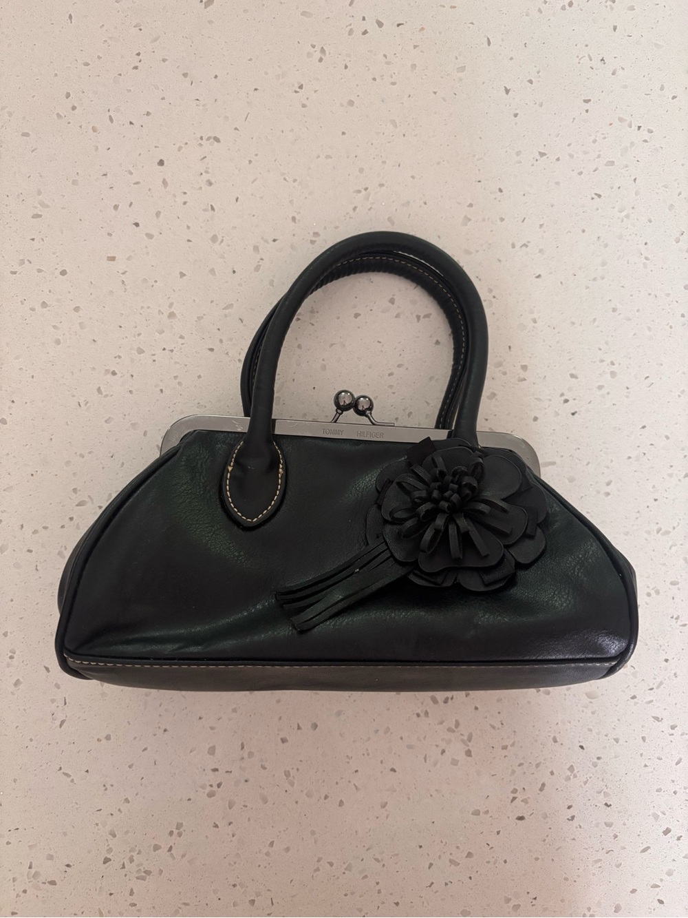 Tommy Hilfiger Classic Black Floral Accent Top-Handle Women's Bag Purse